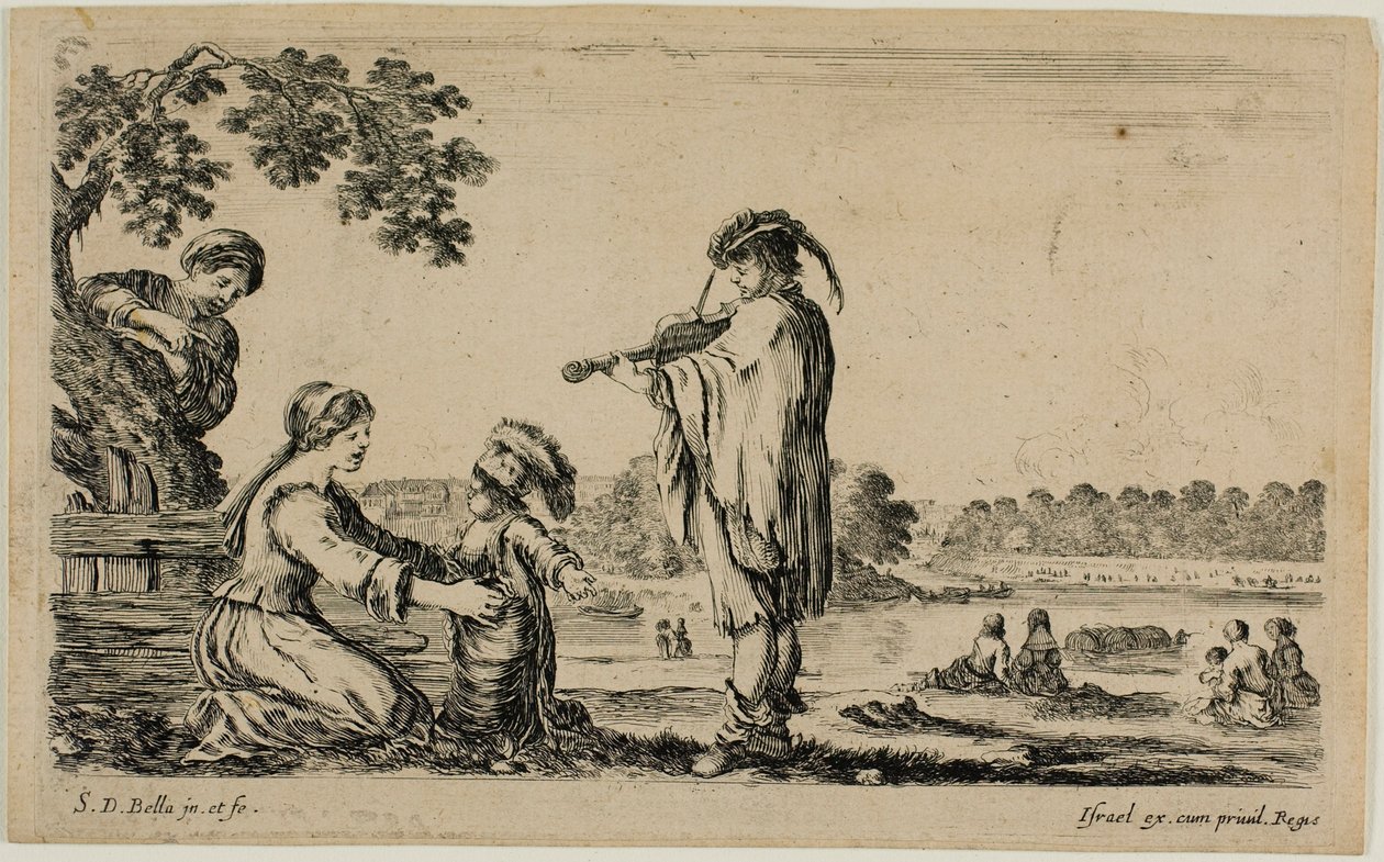 Stående violinist, fra Diverse figurer fra landet af Stefano della Bella