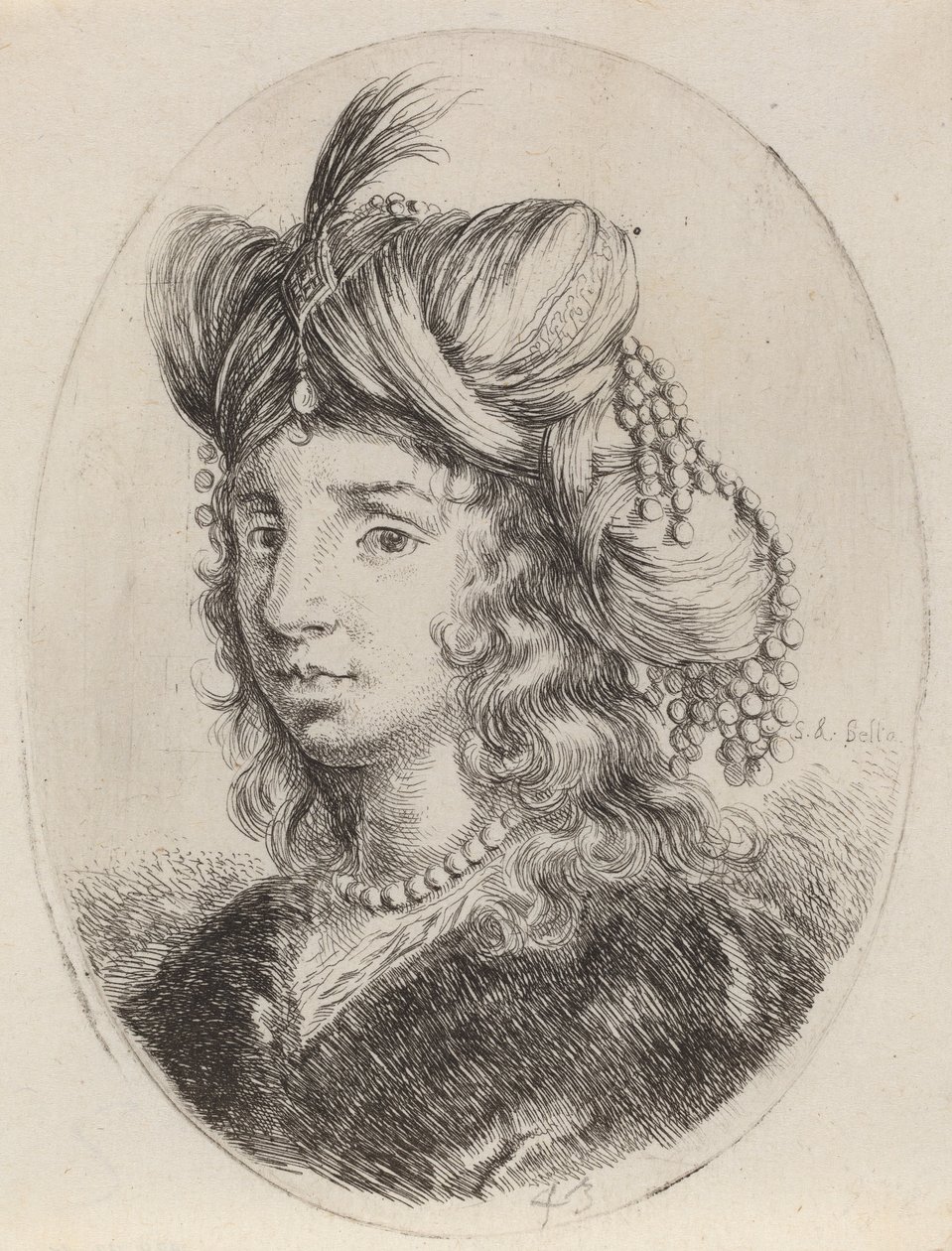 Sultanesse prydet med perler, vendt til venstre, 16491650. af Stefano della Bella