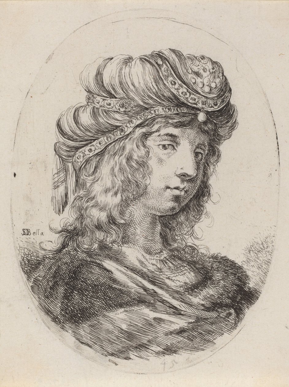 Sultanesse i en båndet turban, drejet til højre, 16491650. af Stefano della Bella