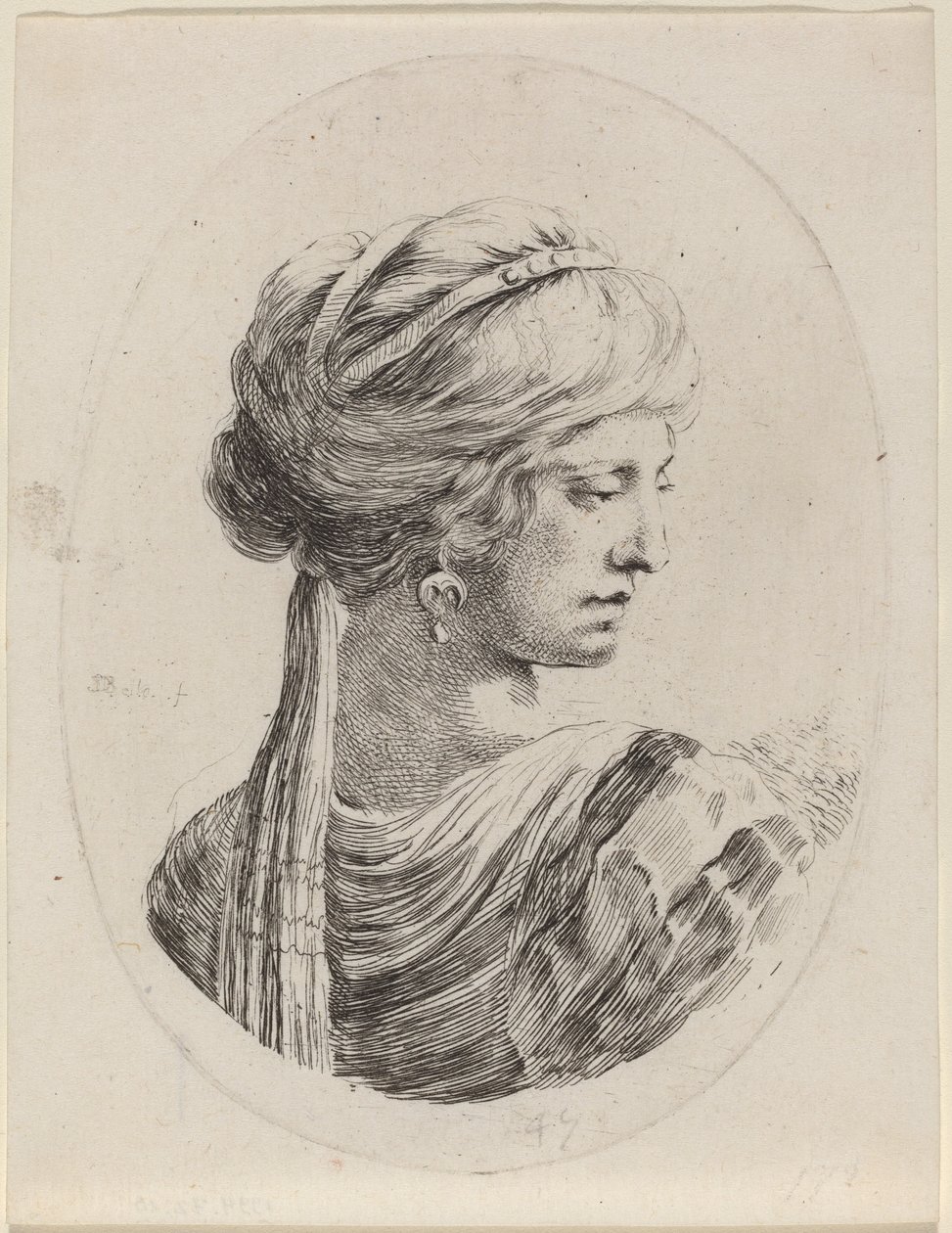Sultanhed i en tilsløret turban, set bagfra af Stefano della Bella