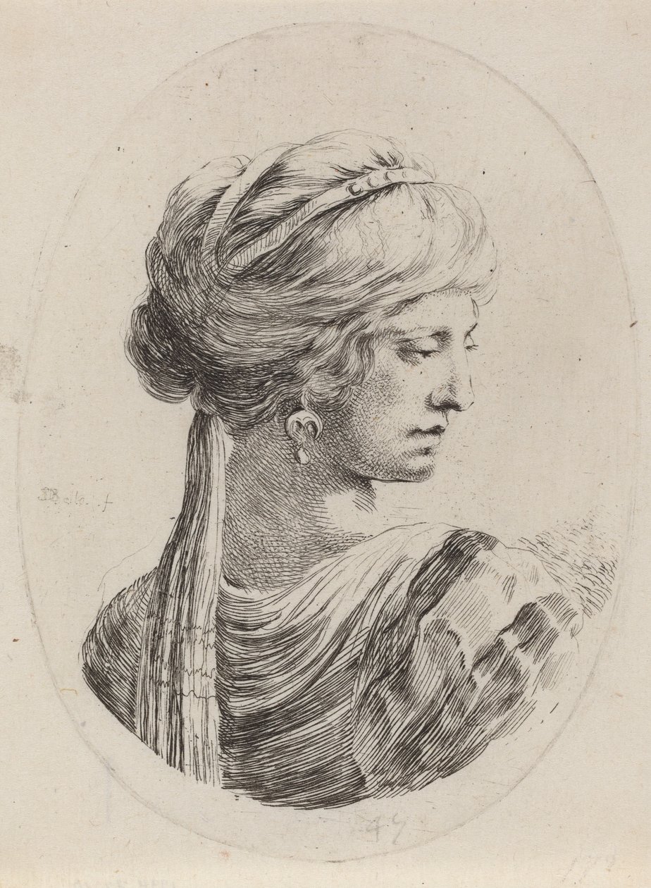 Sultanesse i en tilsløret turban, set bagfra, 16491650. af Stefano della Bella