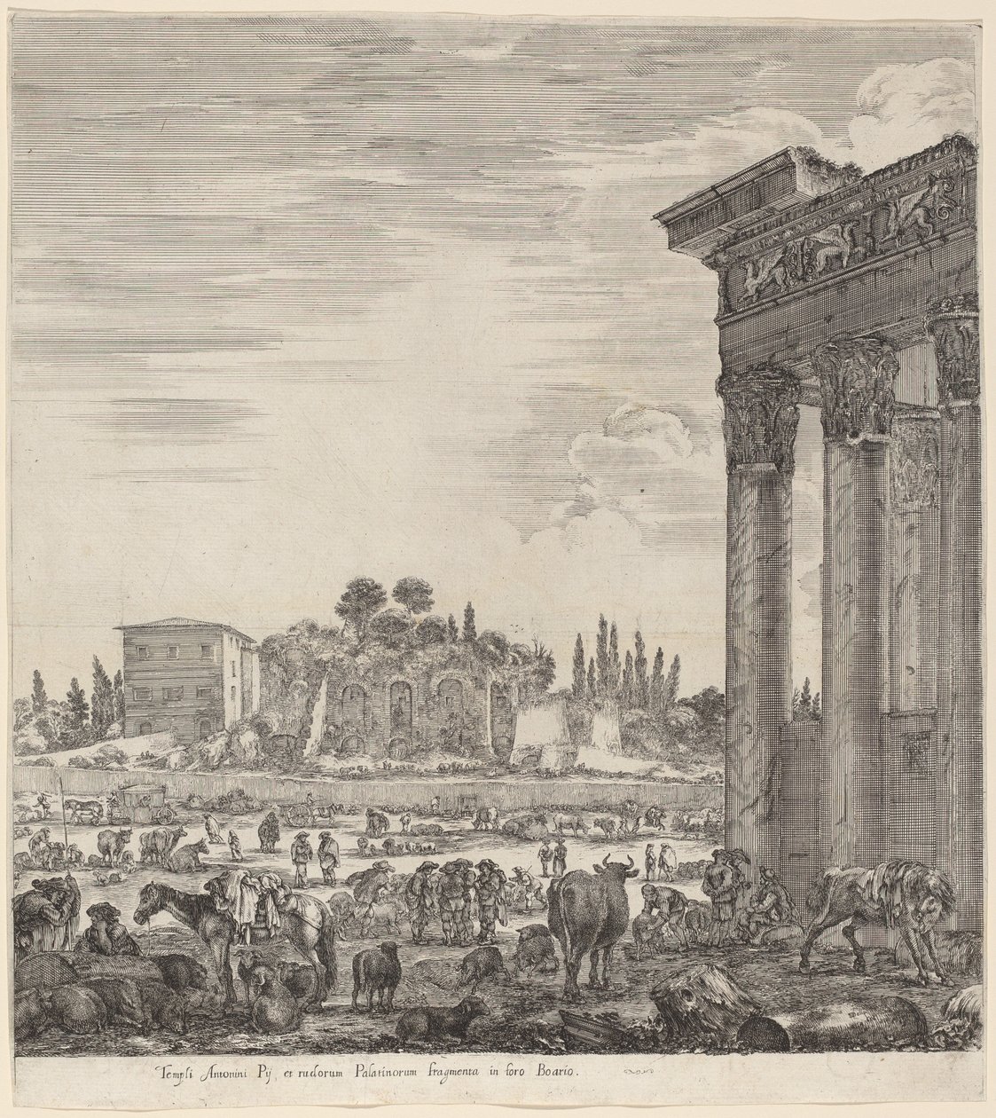 Antonius-templet og Campo Vaccino af Stefano della Bella