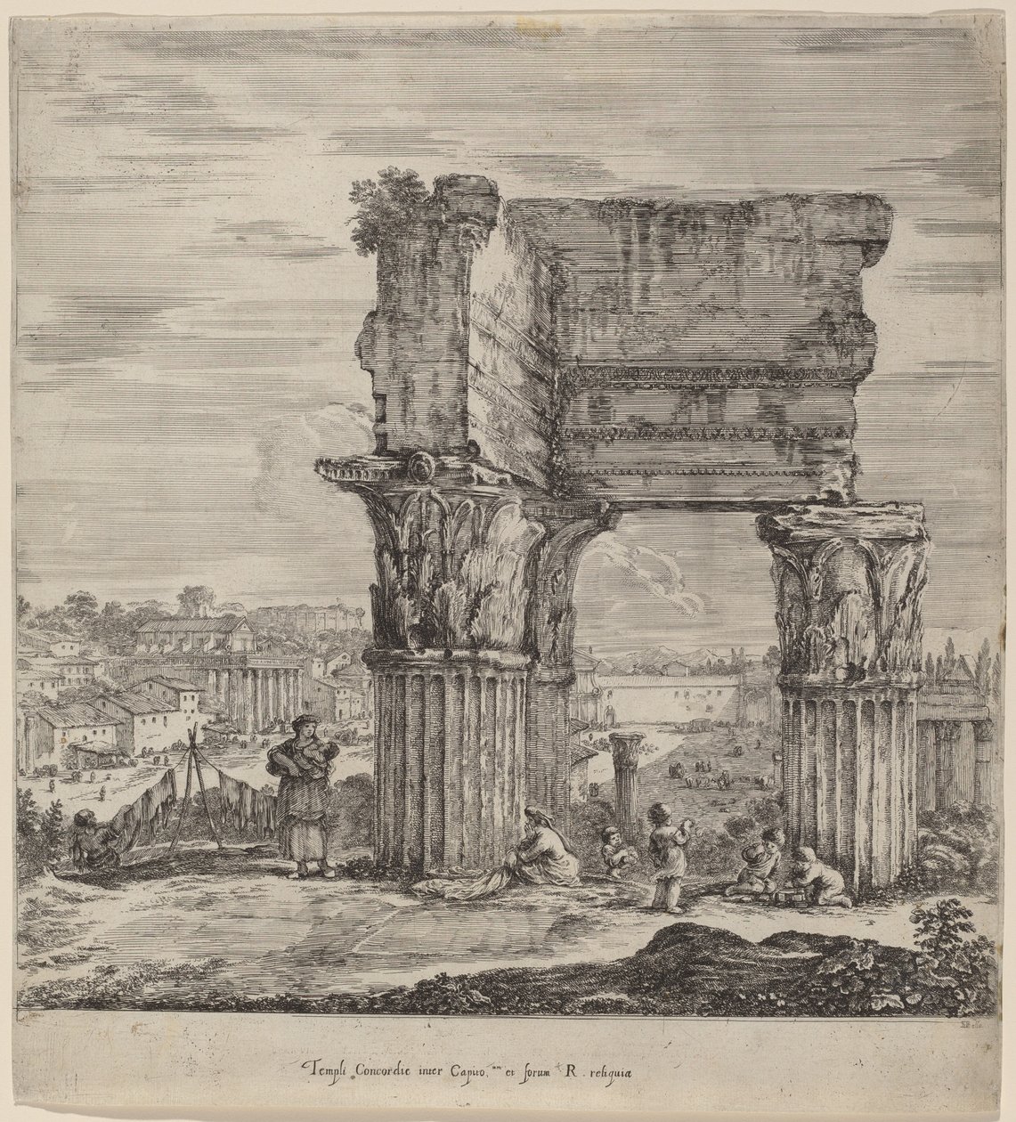 Konkordentemplet og Forum Romanum af Stefano della Bella