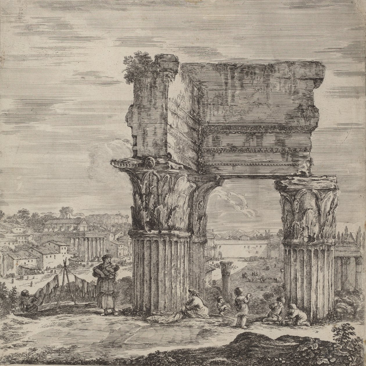 Temple of Concord og Forum Romanum, 1656. af Stefano della Bella
