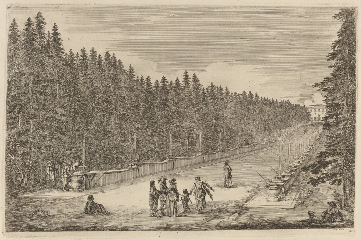 The Avenue of Fountains, sandsynligvis 1653. af Stefano della Bella