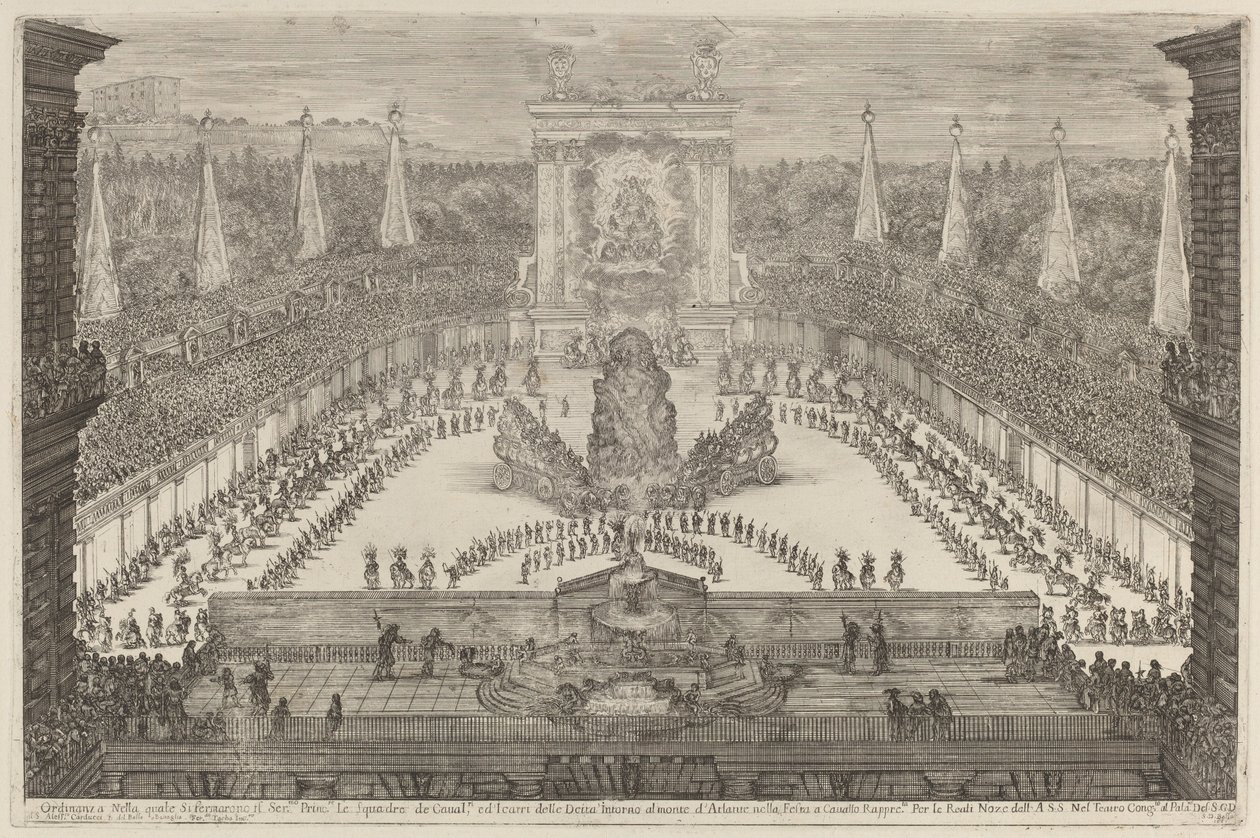Prinsen af Toscana, hans hestetropper og vogne omkring Atlasbjerget, 1661. af Stefano della Bella