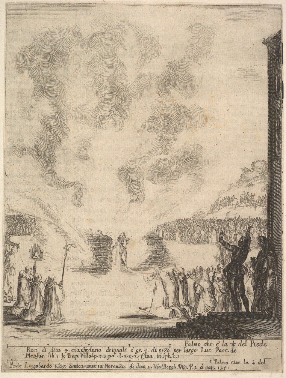 Ildprøven, munken Peter, disciplen Saint John Gualbert, der passerede gennem fl..., 1640. af Stefano della Bella