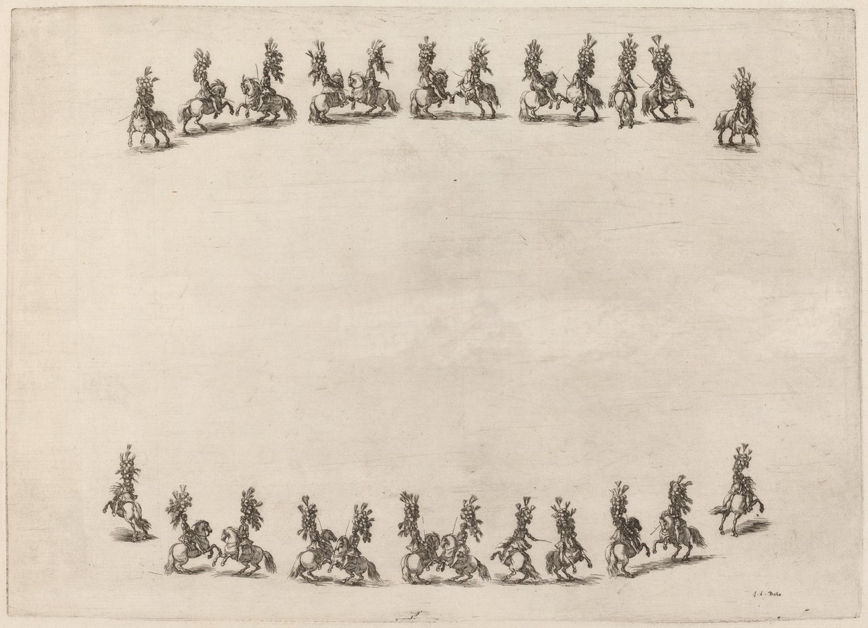 Fireogtyve Cavorting Cavaliers, 1652. af Stefano della Bella