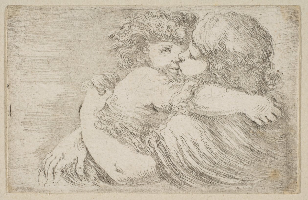 To børn omfavnelse, ca. 1662. af Stefano della Bella