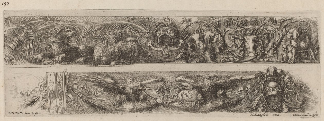 To prydbånd med lænkede leoparder og ørne, sandsynligvis 1648. af Stefano della Bella