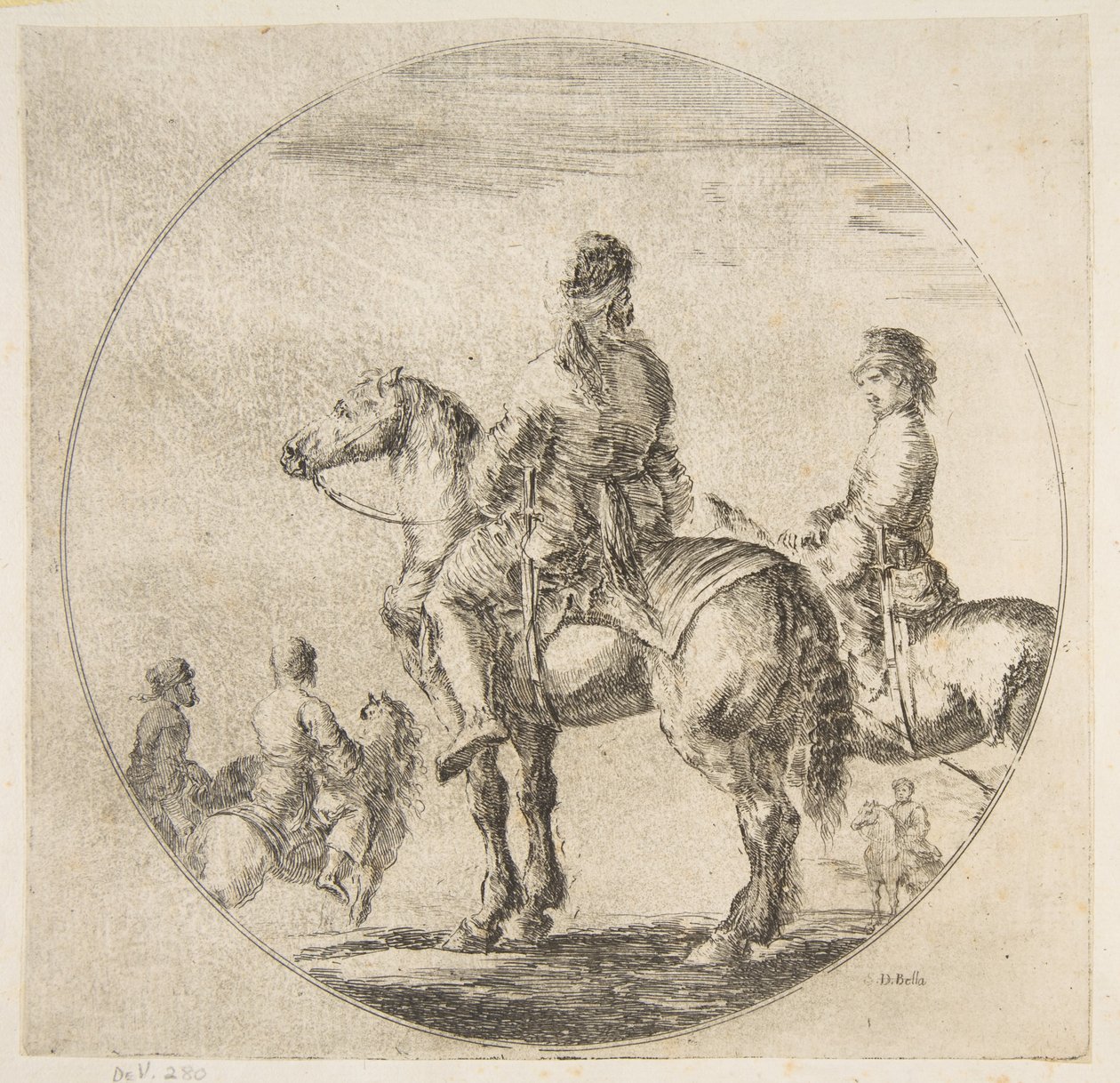 To polske ryttere med deres heste vendt mod venstre, fra Figures on Horseback Cavali..., ca. 1651. af Stefano della Bella