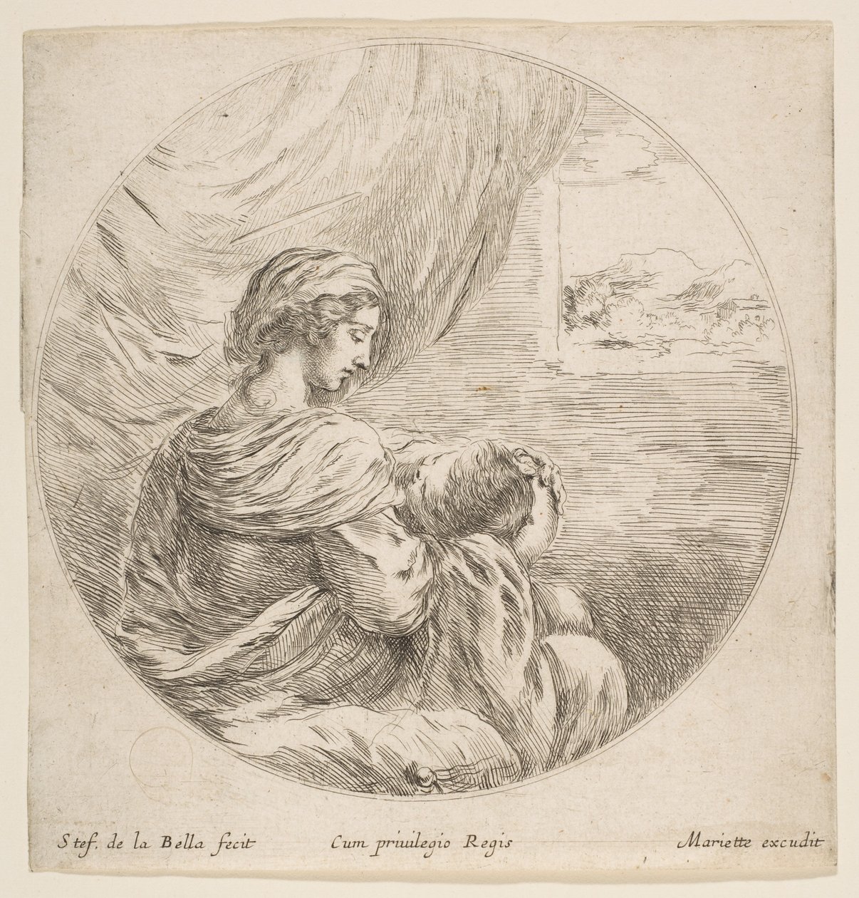 Virgin Nursing the Christ Child, ca. 1641. af Stefano della Bella