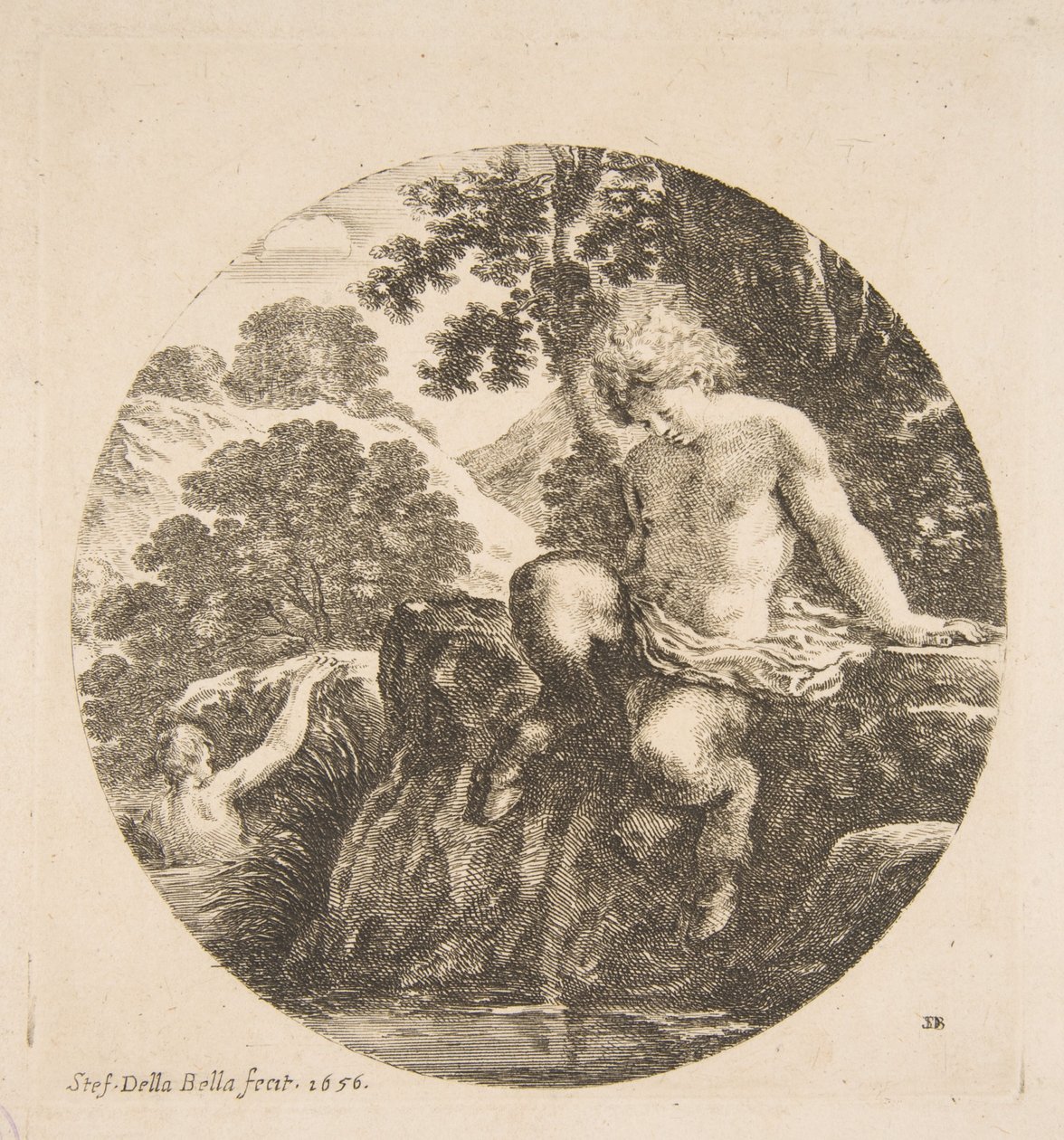 Ung Satyr ved at bade i en flod, fra 