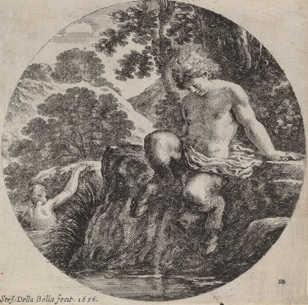 Ung Satyr ved bredden af en å, 1656. af Stefano della Bella