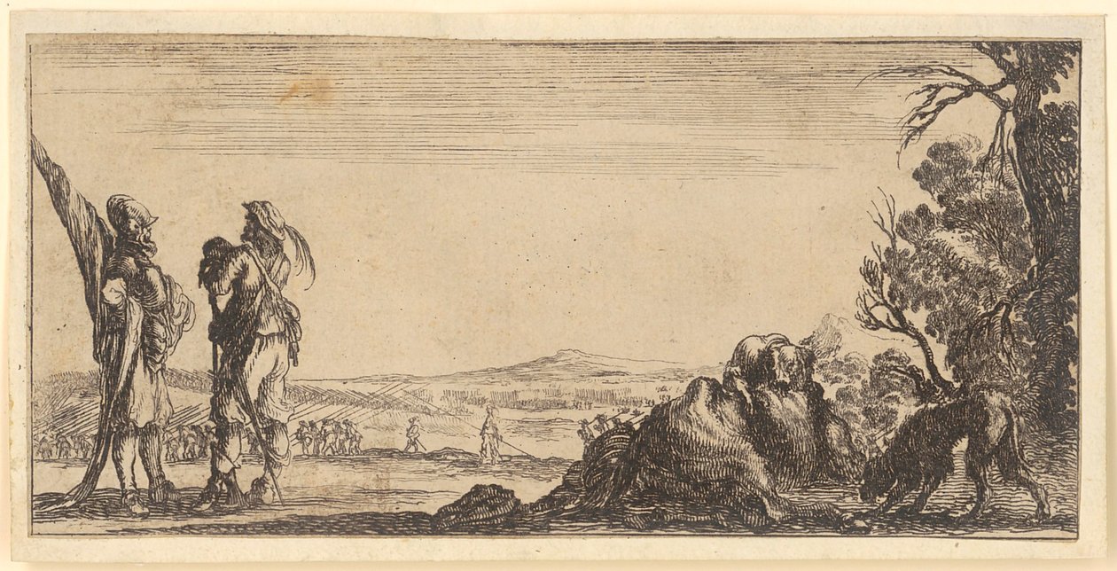To soldater foran en slette af Stefano della Bella