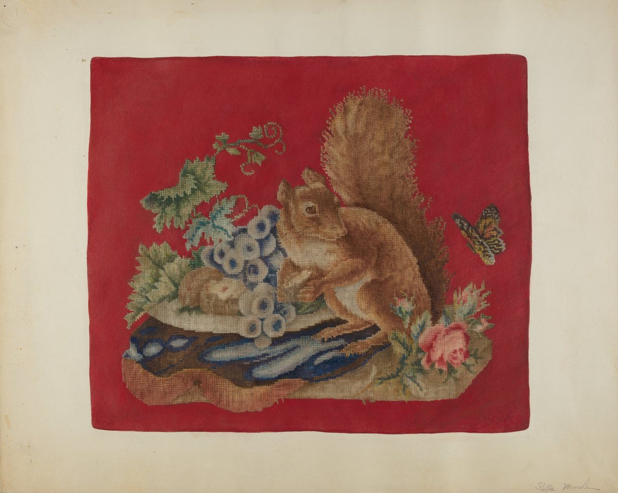 Stolesædebetræk, ca. 1942. af Stella Mosher