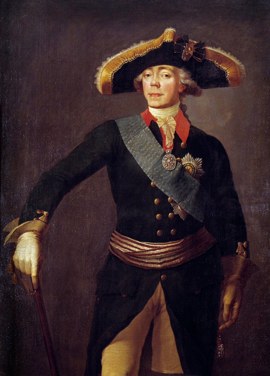 Portræt af Paul I (1754-1801) Kejser af Rusland Maleri af Stepan Semenovich Shchukin (1738-1828) Sankt Petersborg fra det 19. århundrede, Peterhof-slottet af Stepan Semenovich Shchukin