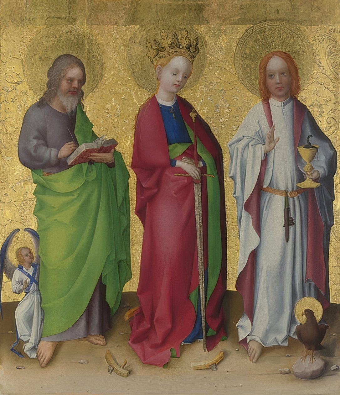 De hellige Matthæus, Katarina af Alexandria og Evangelisten Johannes. Omkring 1450 af Stephan Lochner
