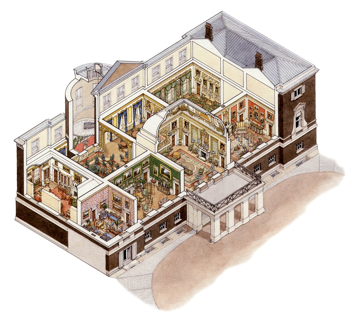 Devonshire House, Piccadilly, London, ca. 1860-1910 (blæk og akvarel) af Stephen Conlin