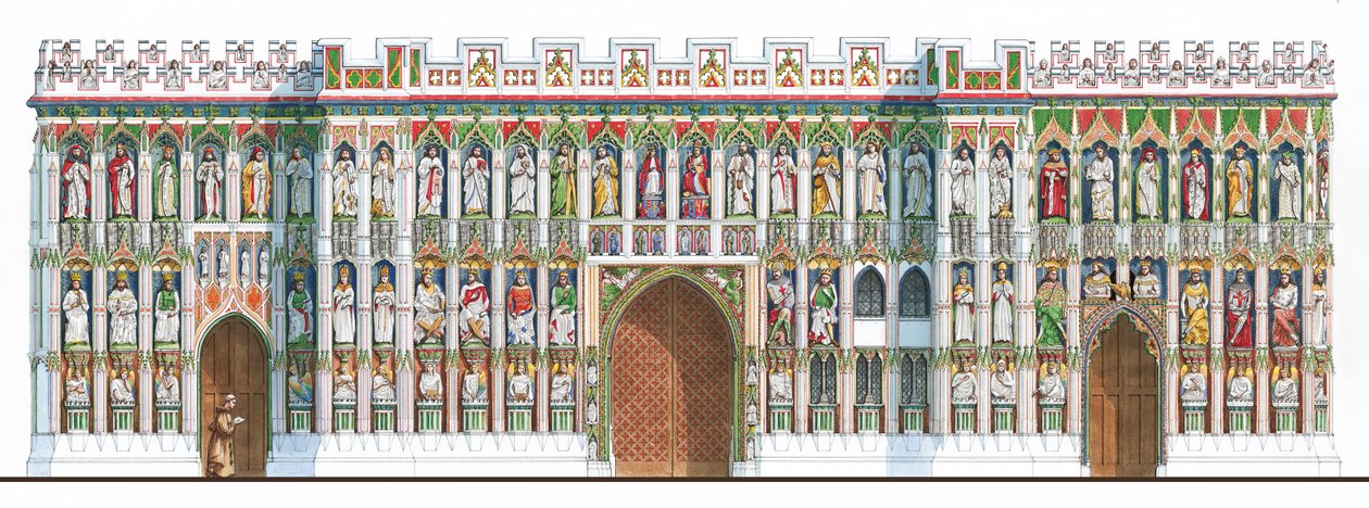 Exeter Cathedral Image Screen, ca. 1480-1538 (blæk og akvarel på papir) af Stephen Conlin