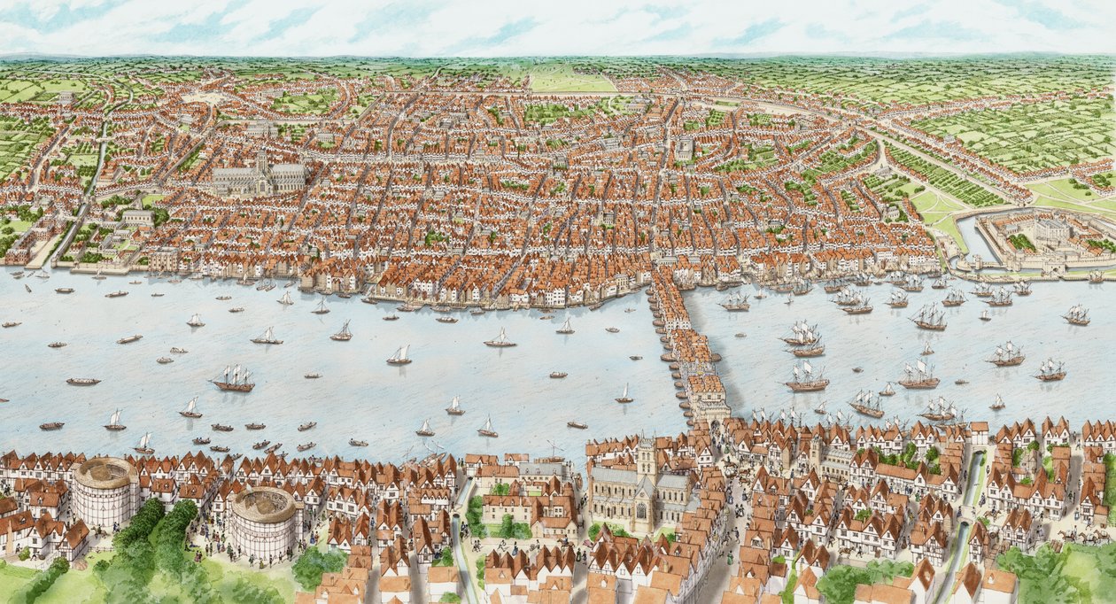 Det jakobinske London (børn), ca. 1603-1625 (blæk og akvarel) af Stephen Conlin