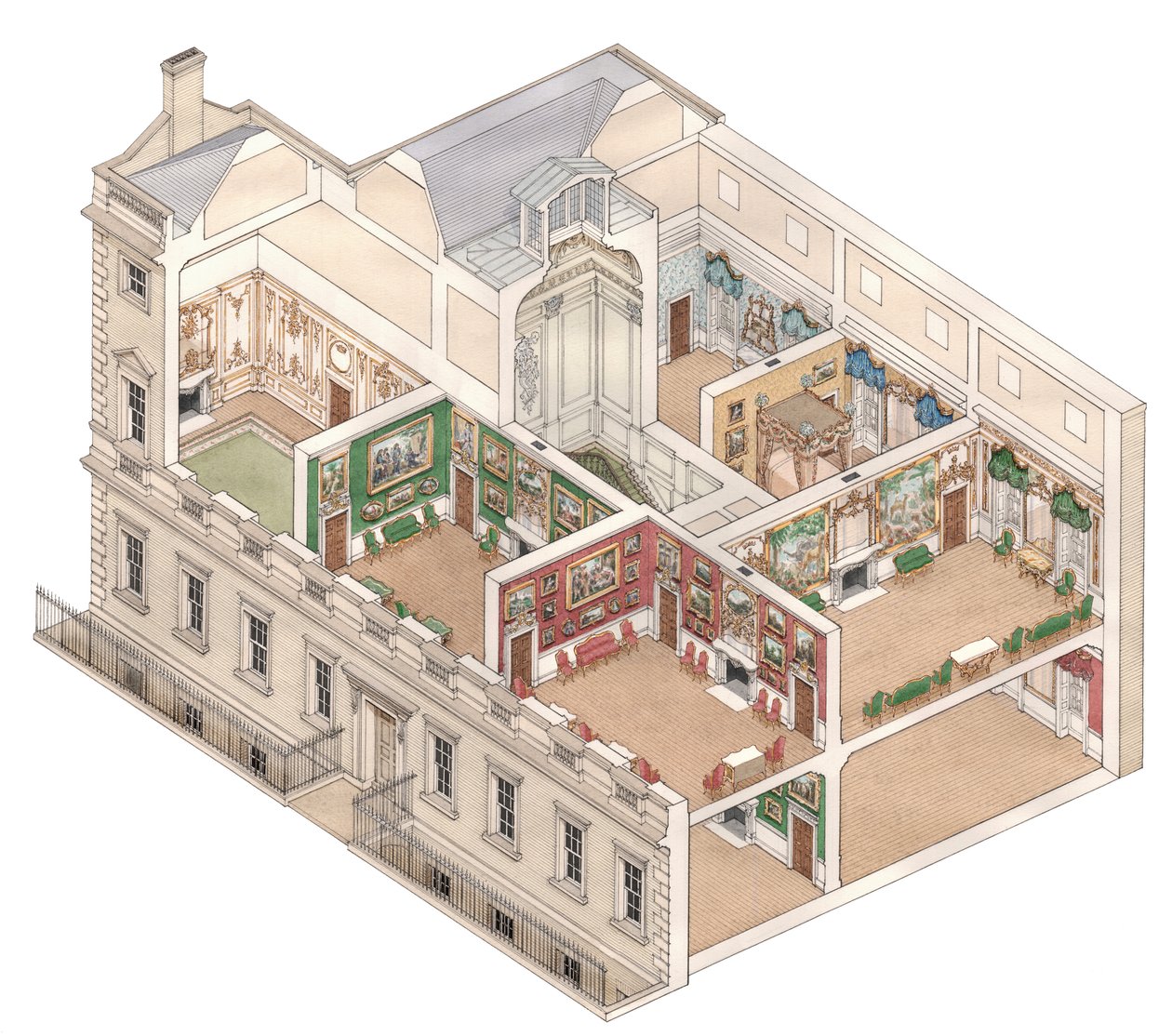 Norfolk House, London, ca. 1890-1914 (blæk og akvarel) af Stephen Conlin