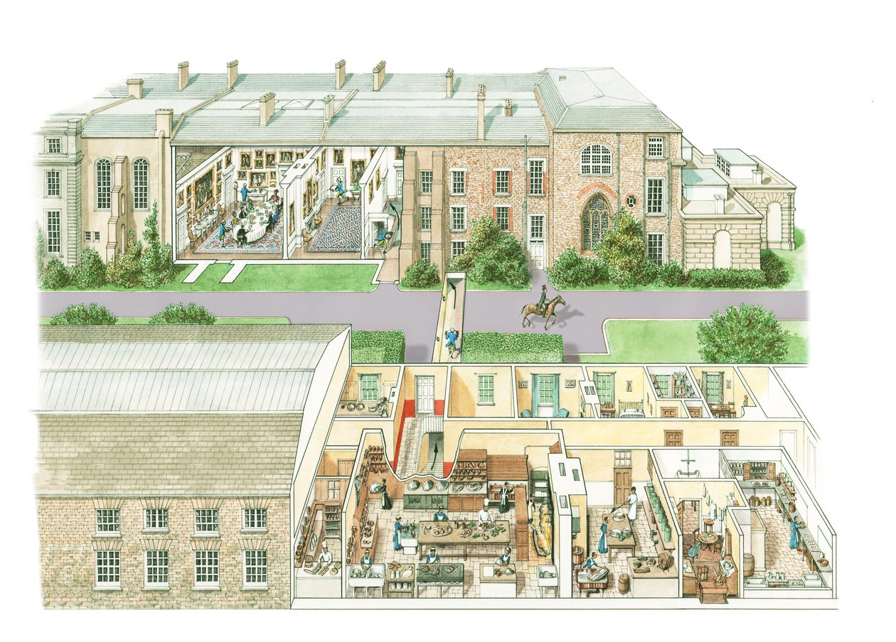Petworth House, ca. 1890-1914 (blæk og akvarel på papir) af Stephen Conlin