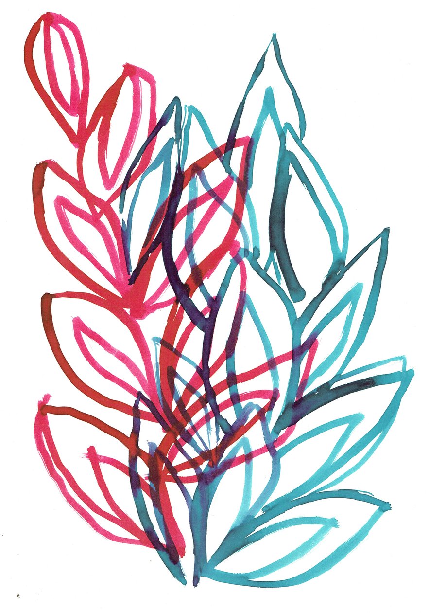 Bloom, 2016 (blæk på papir) af Stephen Dow
