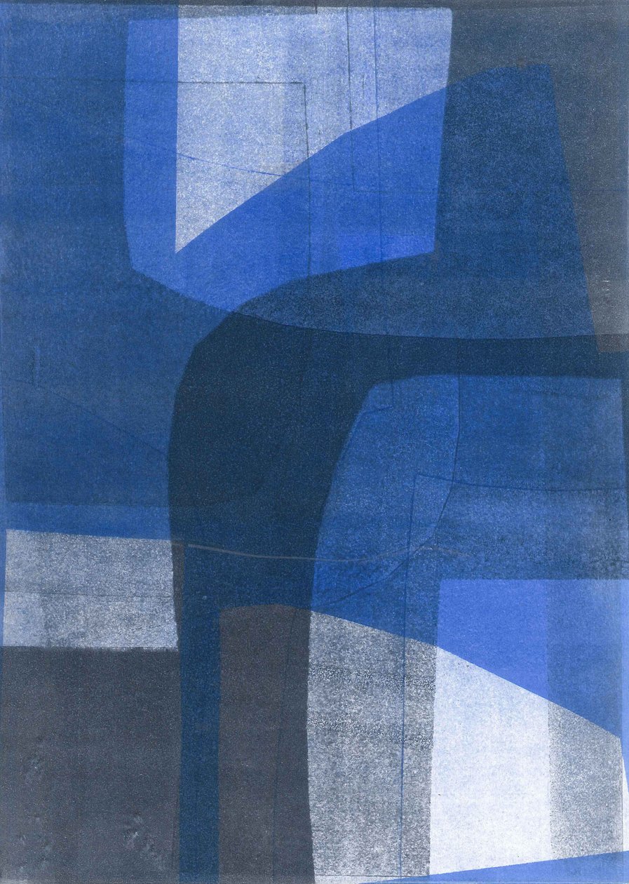 Blue Arches VI, 2015 (monoprint på papir) af Stephen Dow