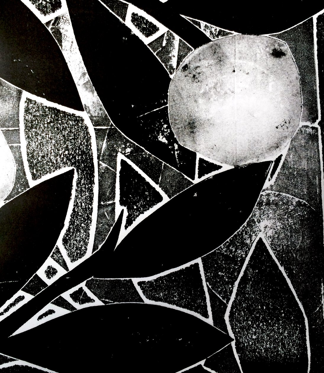 Moon Tree, 2016 (monoprint-collage) af Stephen Dow