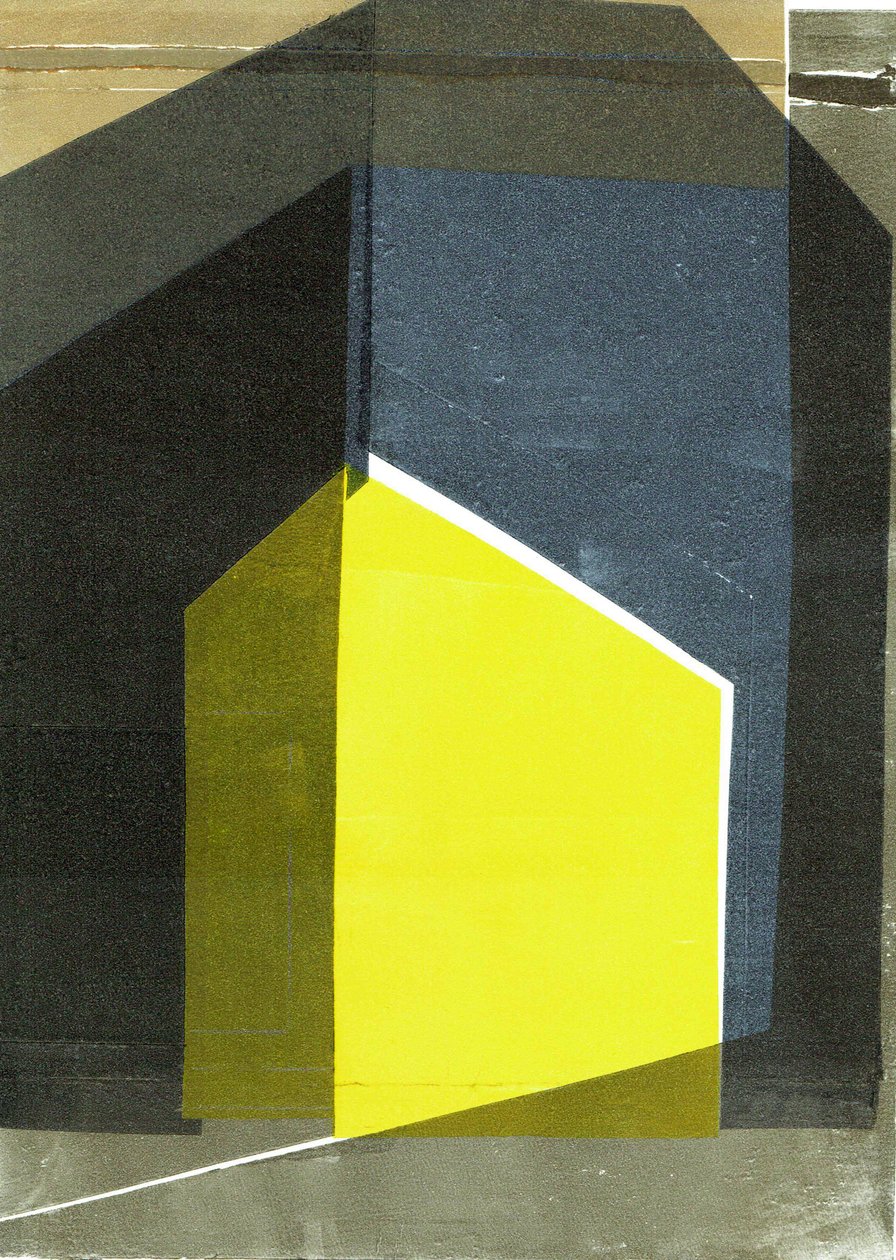 Oblique V, 2020, monoprint på papir af Stephen Dow