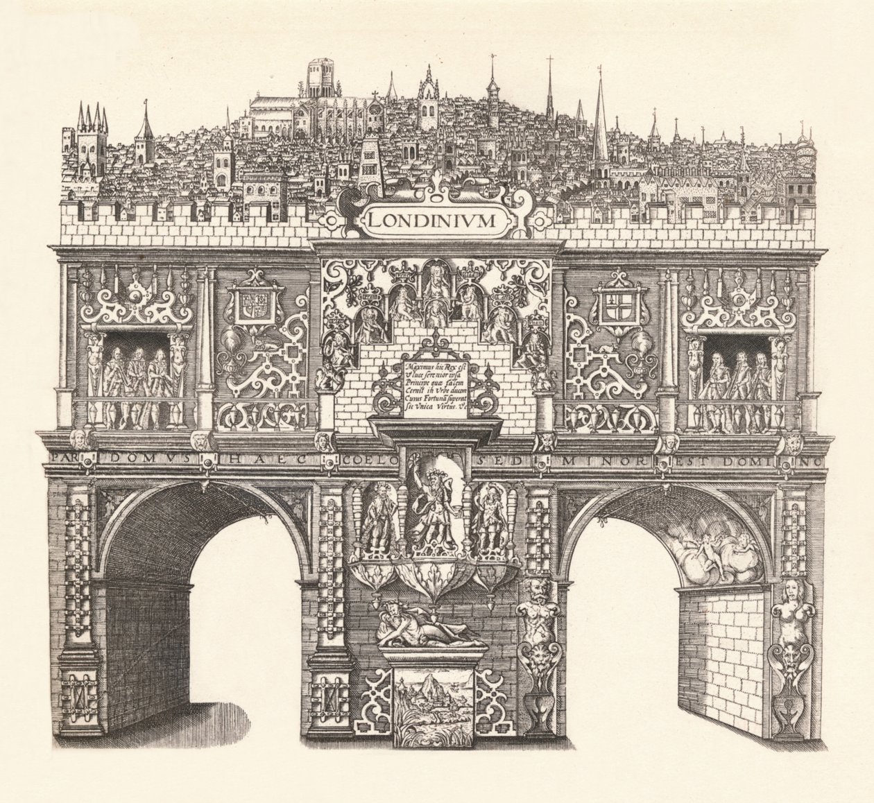 Triumfbue opført til ære for King Jamess indgang til og passage gennem London, 1604, af Stephen Harrison