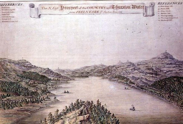 Nordøstlig udsigt til landet op ad Thurston Water fra Peelnears af Stephen Penn