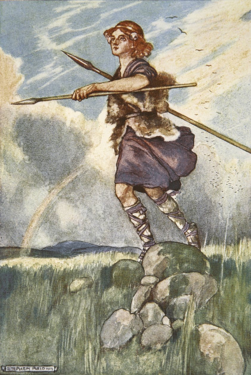 Cuchulain tager af sted til Emain Macha, illustration fra 