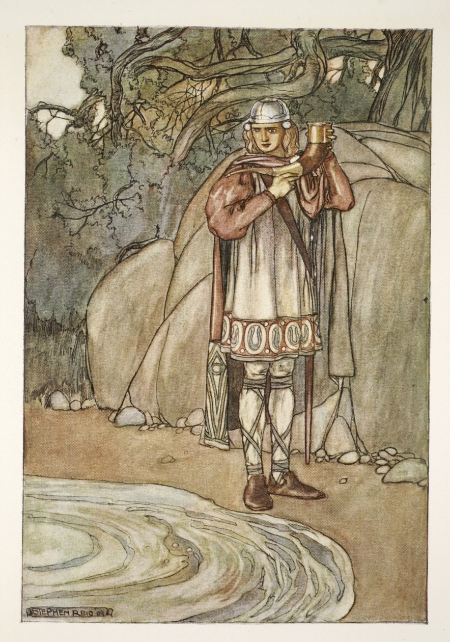 Dermot tog hornet og ville have fyldt det, illustration fra 