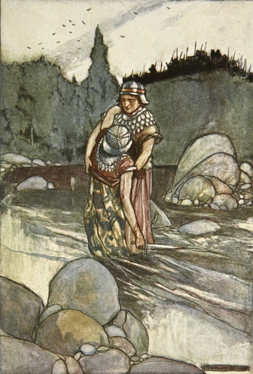 Ferdia falder ved Cuchulains hånd, illustration fra 