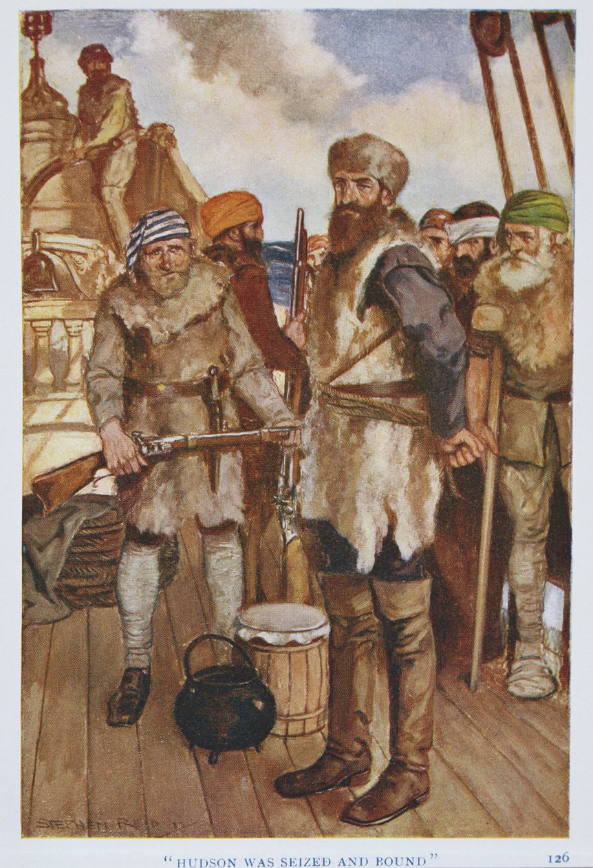 Hudson blev grebet og bundet, illustration fra 