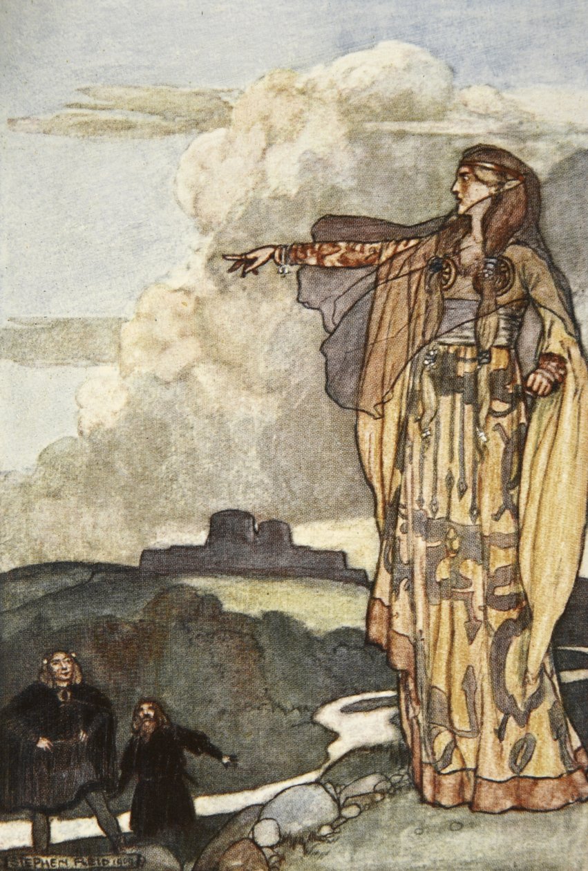 Macha forbander mændene fra Ulster, illustration fra 