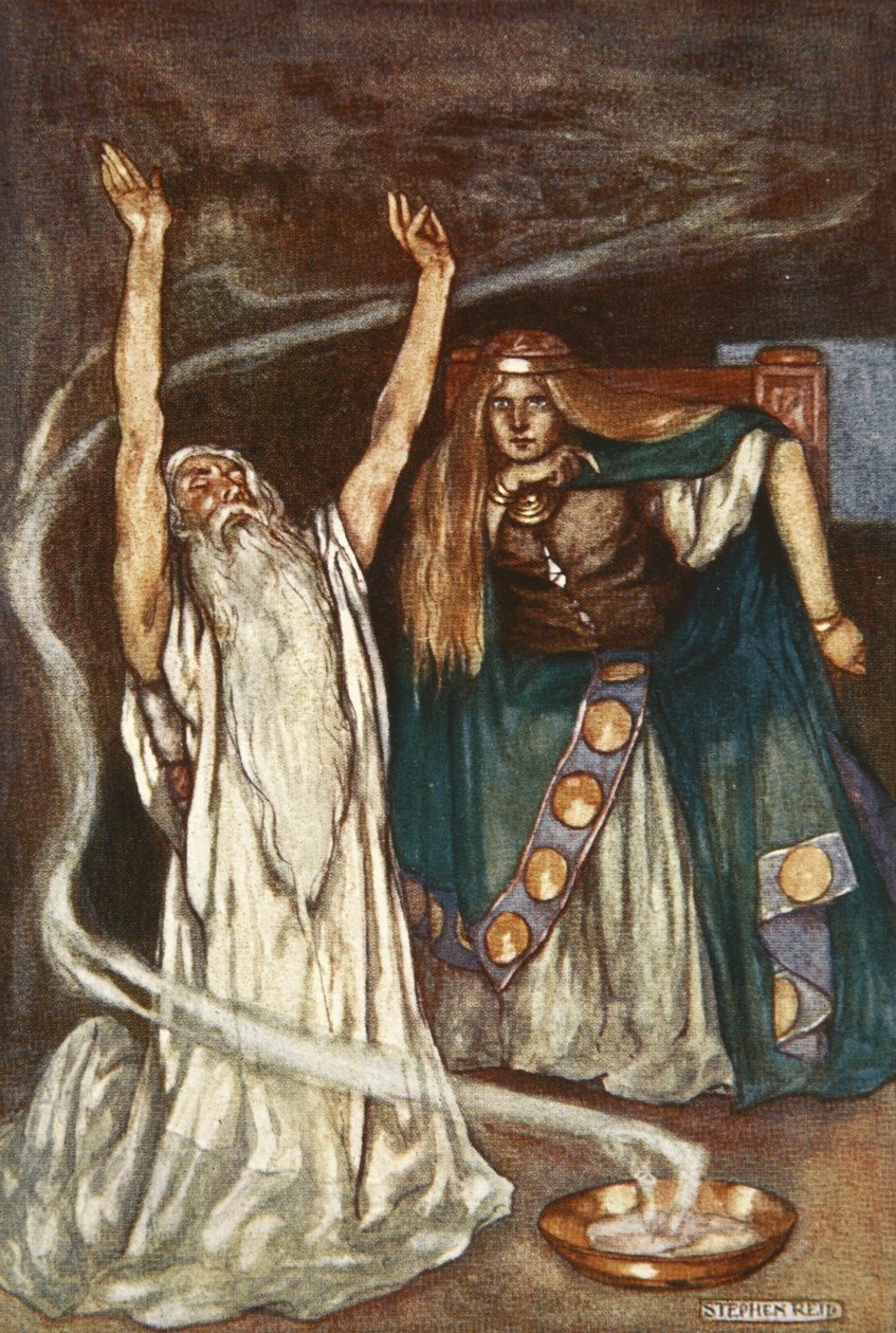 Queen Maeve and the Druid, illustration fra 