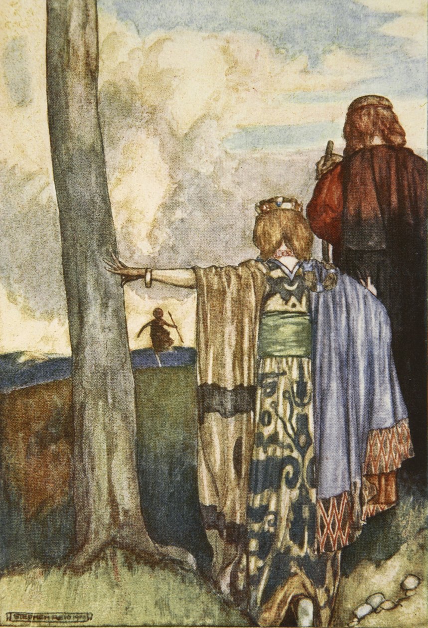 Dronning Maeve mødes med Cuchulain, illustration fra 