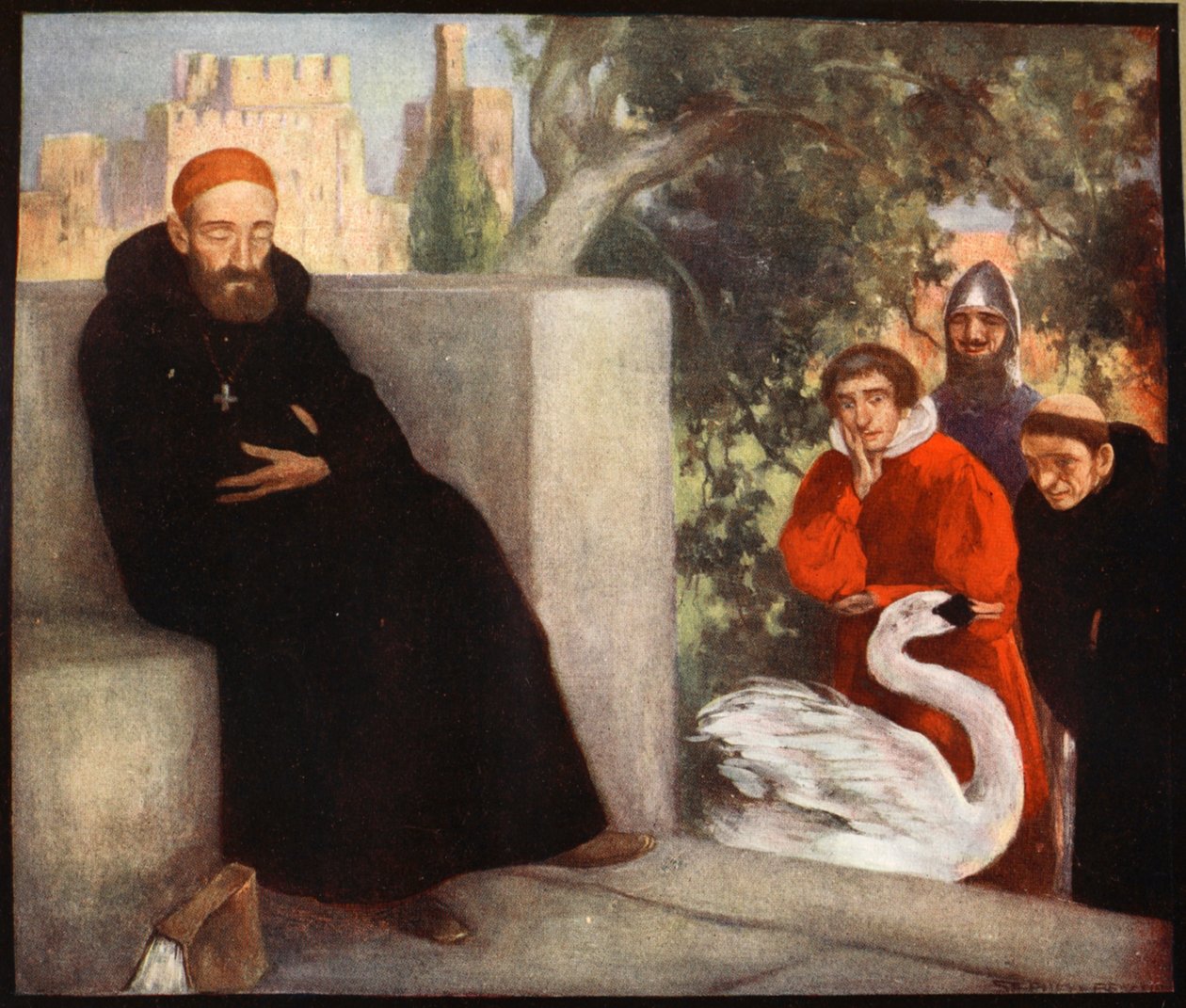 Saint Hugh of Lincoln and the Swan, illustration fra 