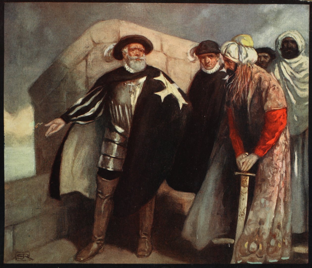The White Cross Knights in the Fort of Saint Angelo, illustration fra 