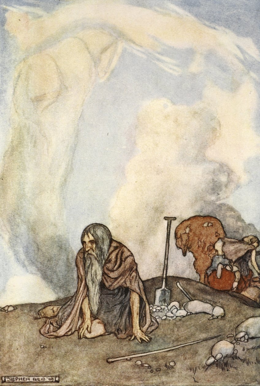 Den hvide hest var forsvundet fra deres øjne som en tågekrans, illustration fra 