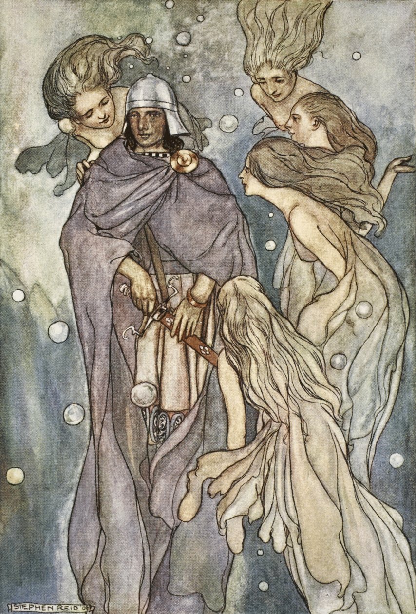 Der boede de rødhårede havnymfer, illustration fra 