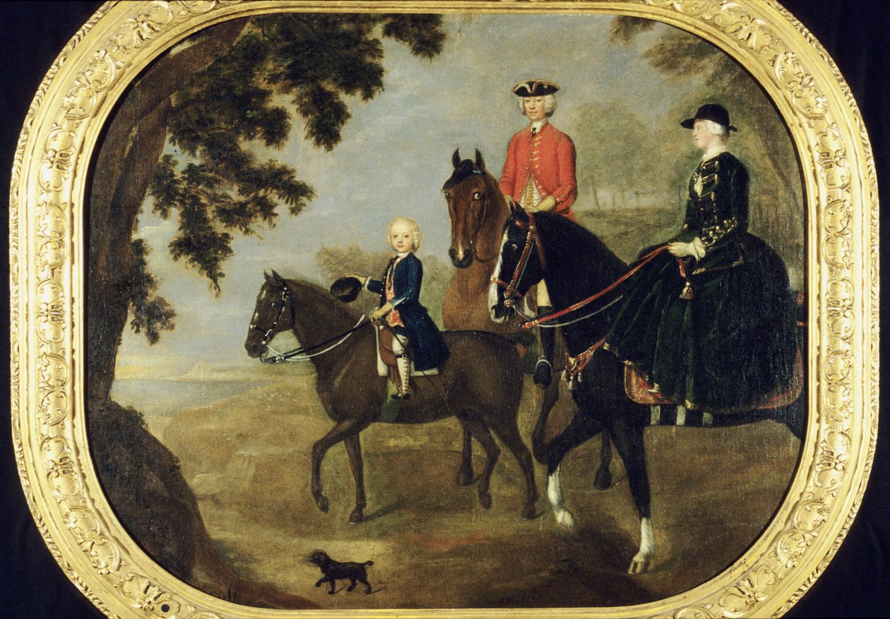 Sir George Hampton og familie, ca. 1738 (olie på panel) af Stephen Slaughter