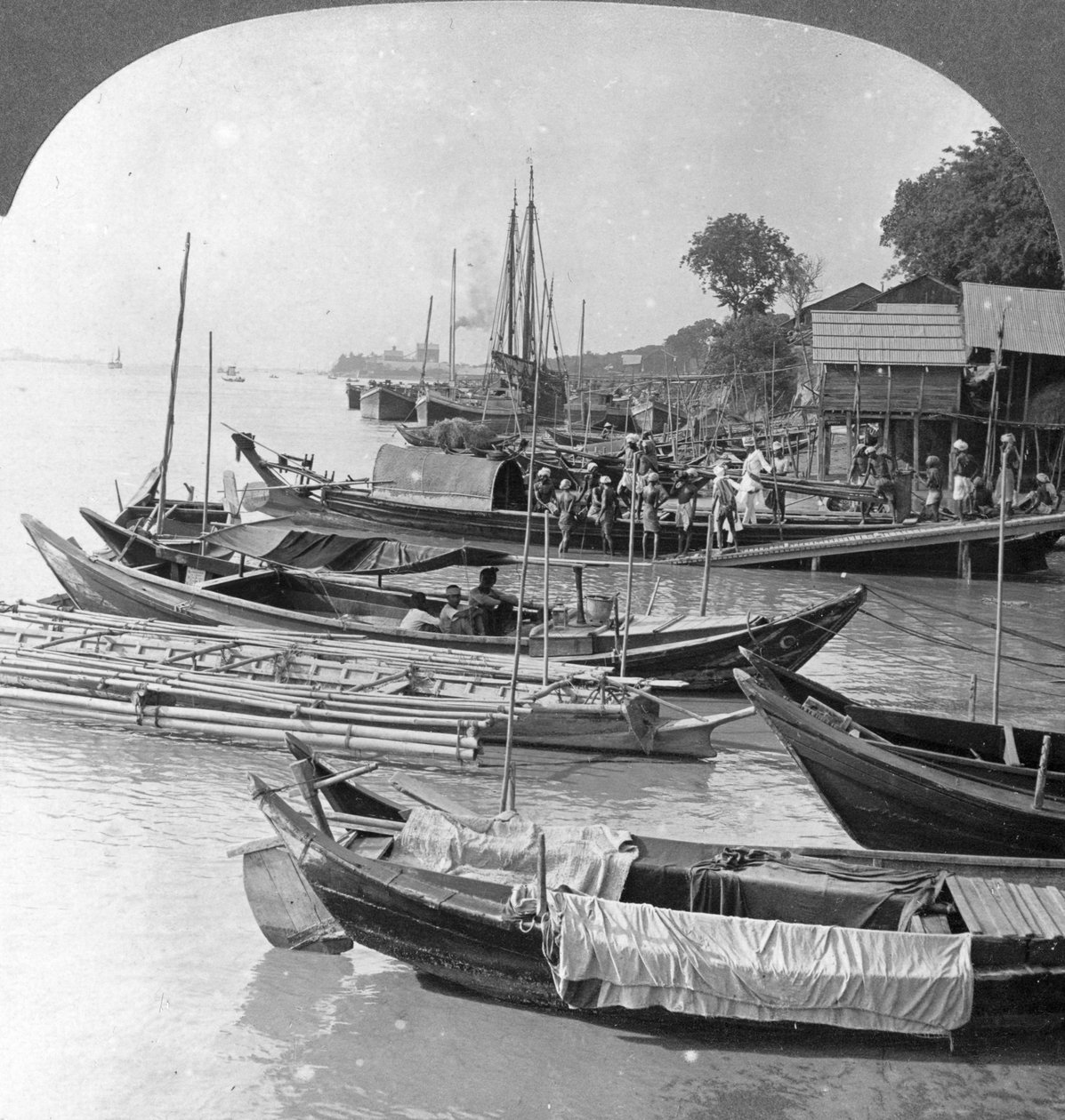 Kigger op ad Irrawaddy-floden, Rangoon, Burma, 1908 af Stereo Travel Co