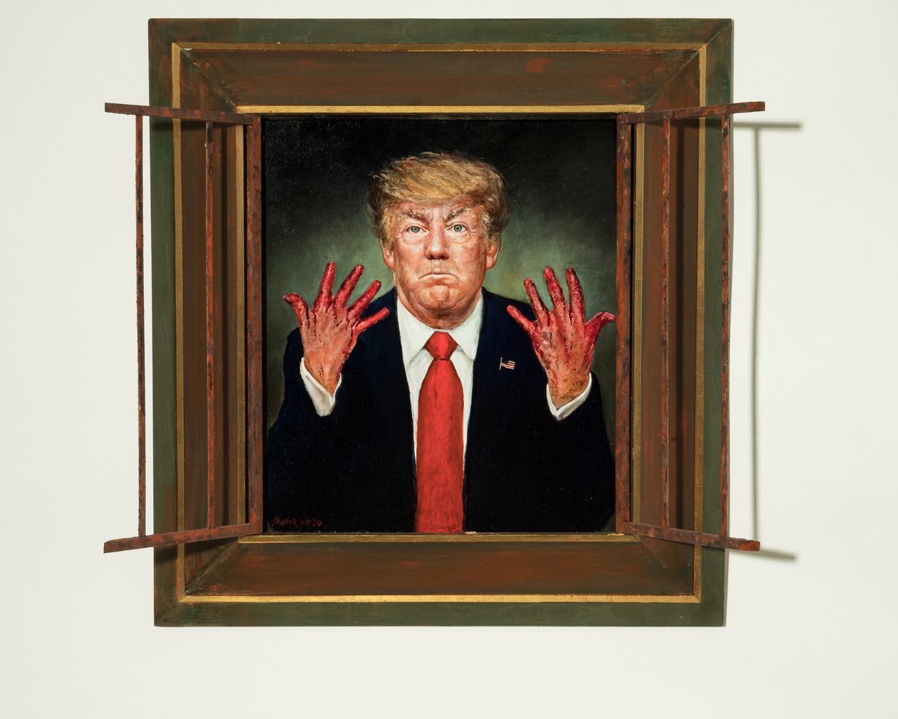 Trump anklaget, 2020 (olie på panel) af Steven Skollar