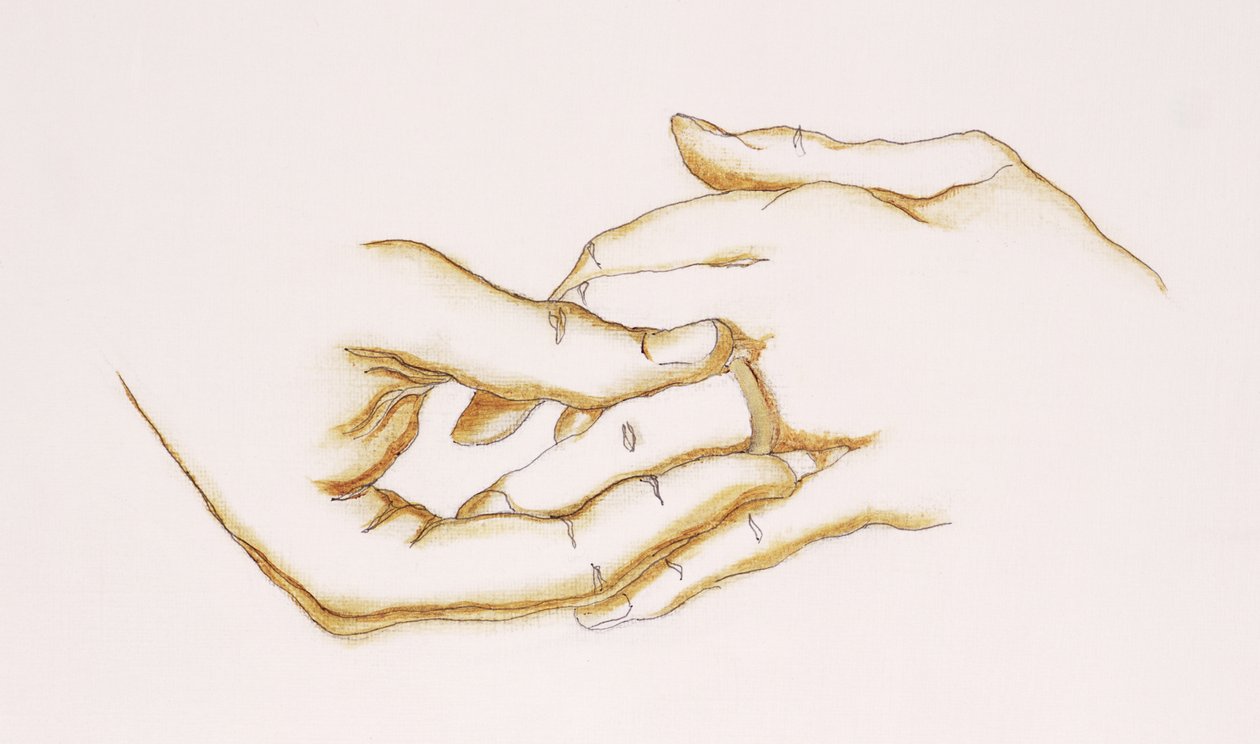 Ringen, 2007 (pen & blæk med olie på papir) af Stevie Taylor