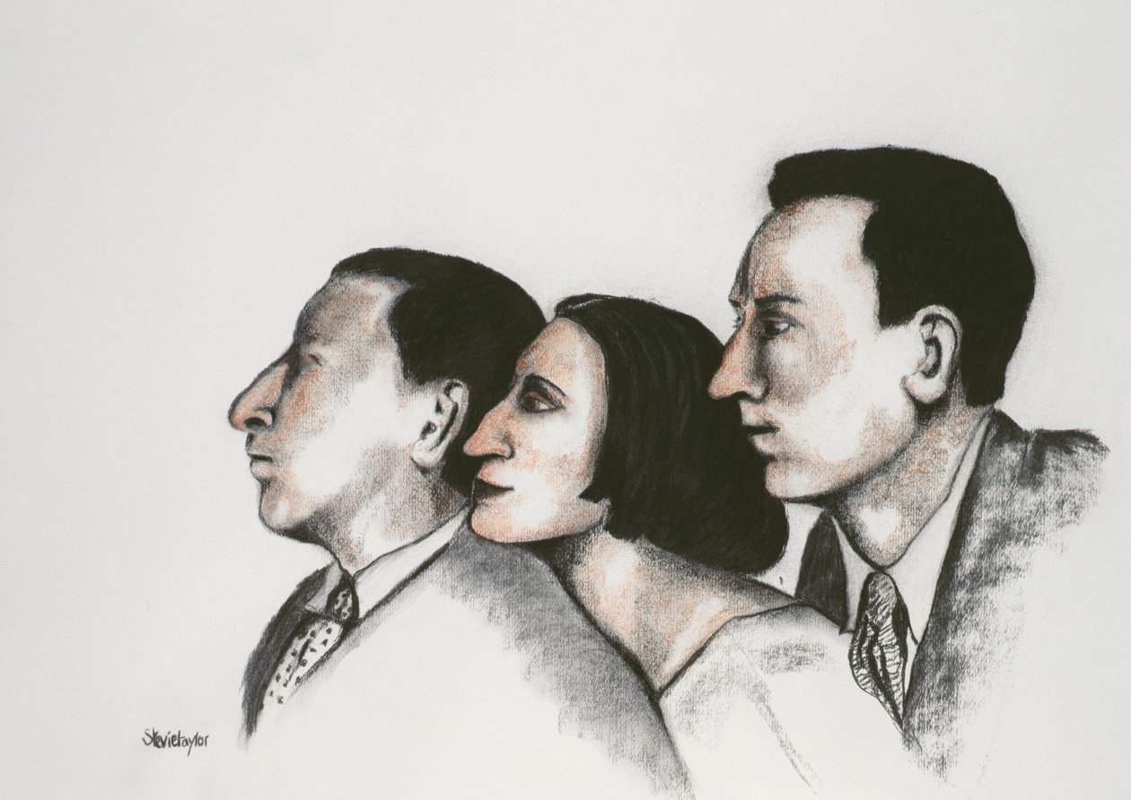 The Sitwells, 2000 (pastel og kul på papir) af Stevie Taylor