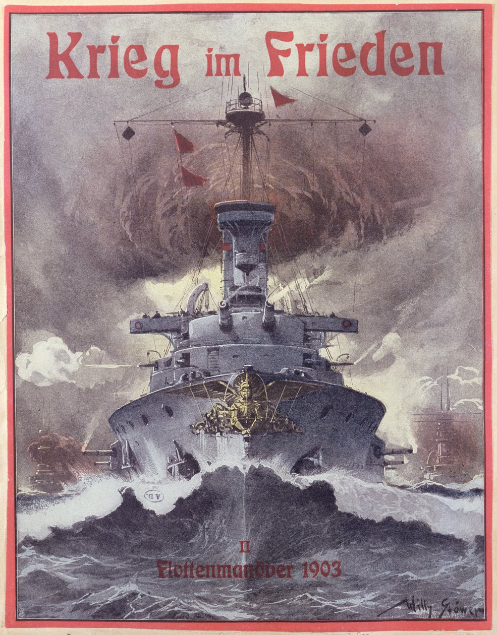 Krig i fredstid, plakat, der fejrer de tyske flådemanøvrer i 1903 af Stoewer Willy